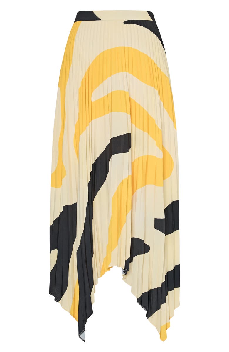 Abstract Zebra Stripe Pleated Handkerchief Hem Skirt