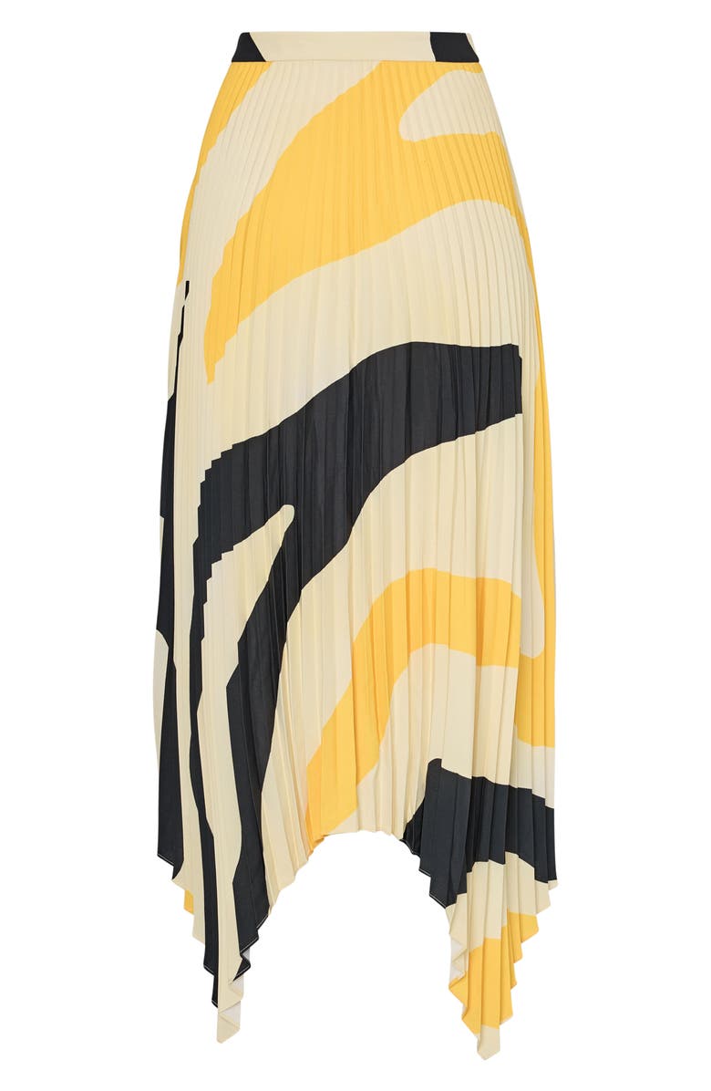Abstract Zebra Stripe Pleated Handkerchief Hem Skirt