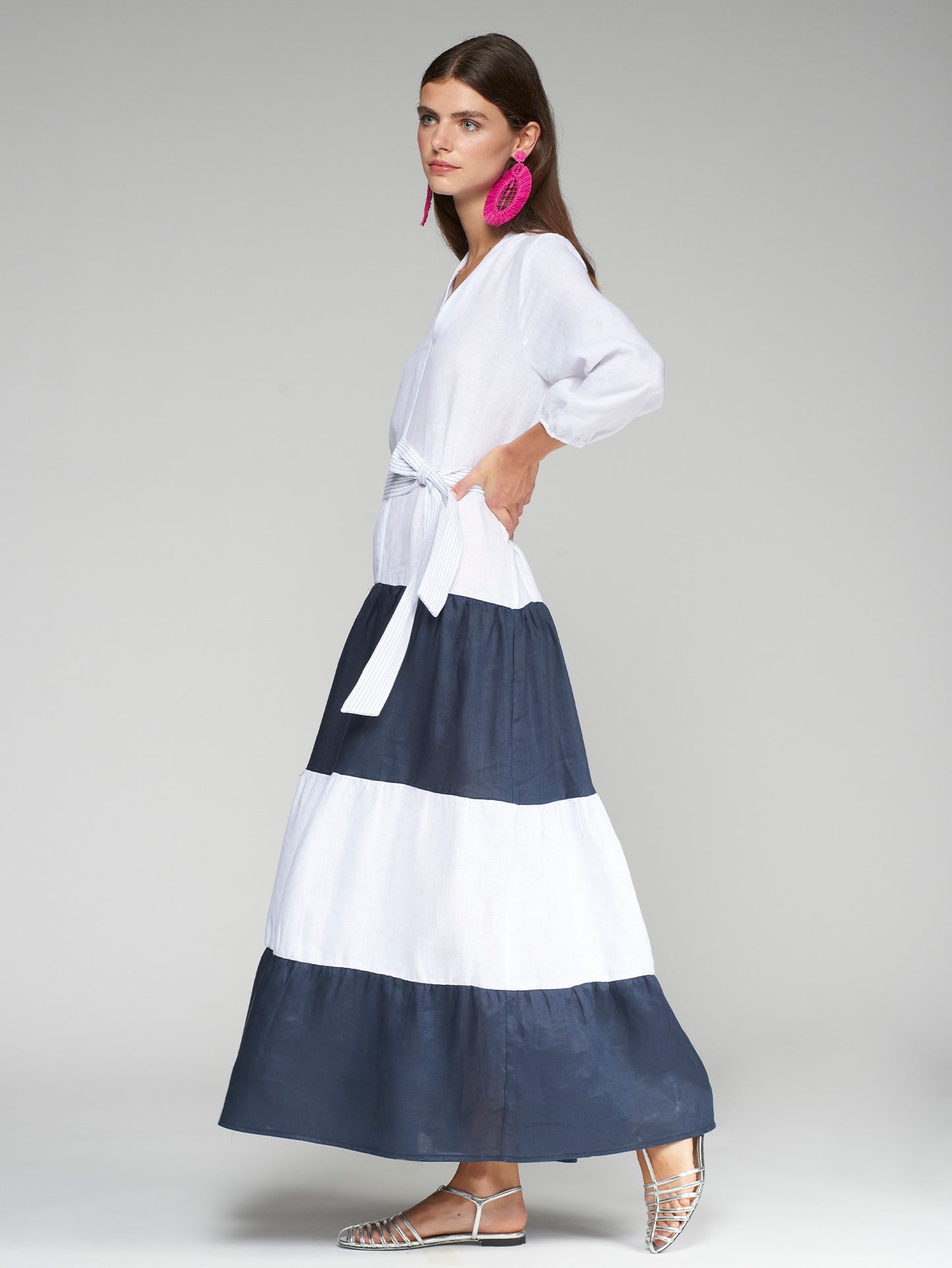 Flora Lino Blanco Dress
