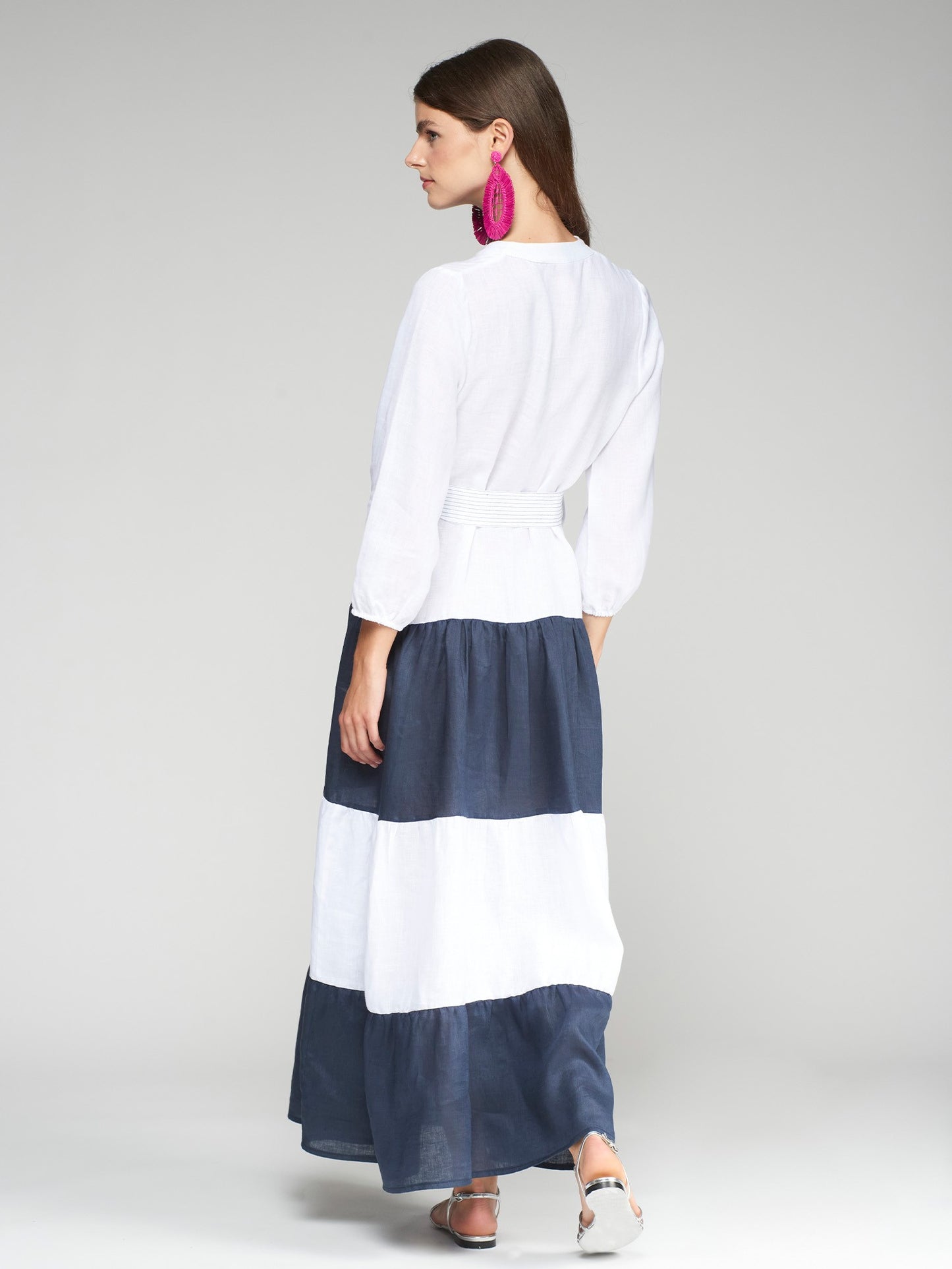 Flora Lino Blanco Dress