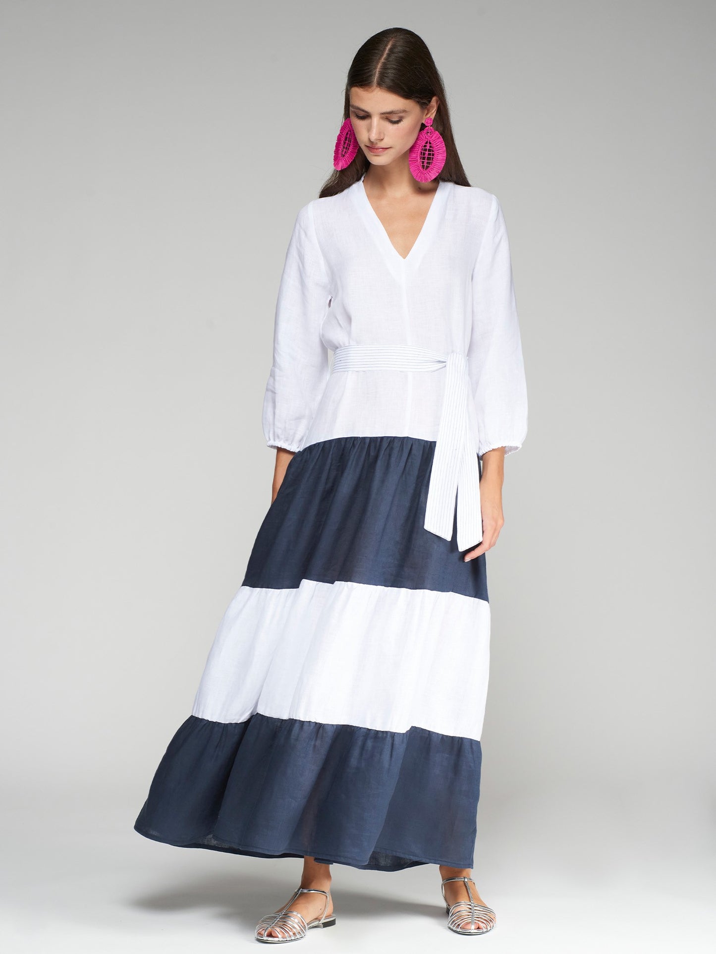 Flora Lino Blanco Dress