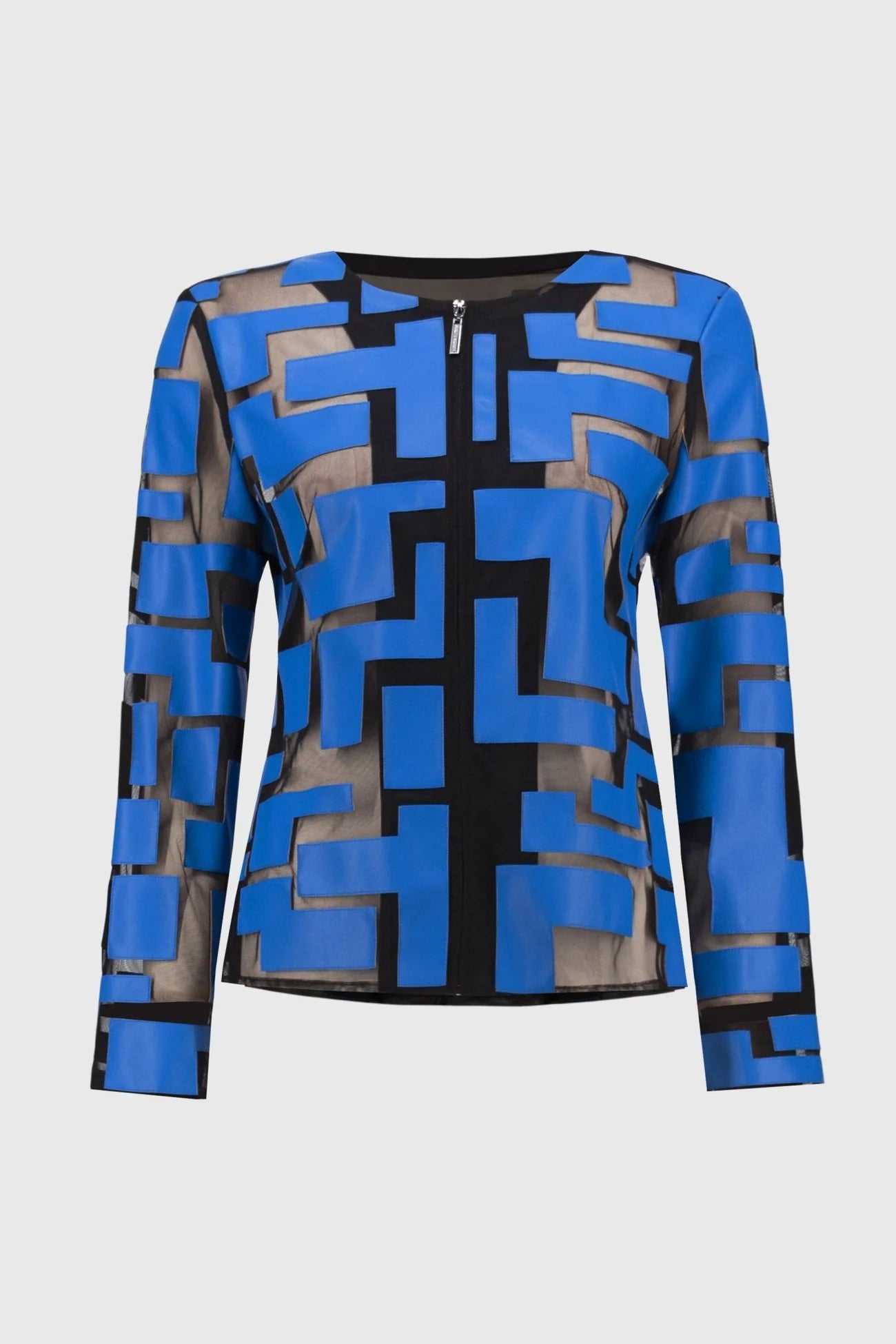 Mesh and Leatherette Fitted Jacket