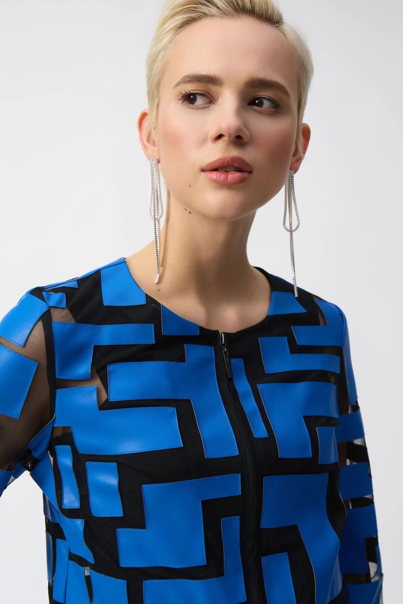 Mesh and Leatherette Fitted Jacket