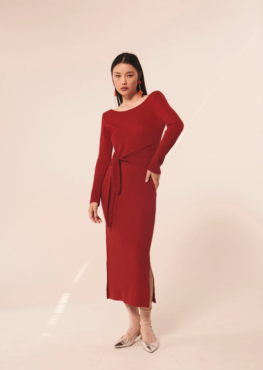 Romie Red Dress in Merino Wool