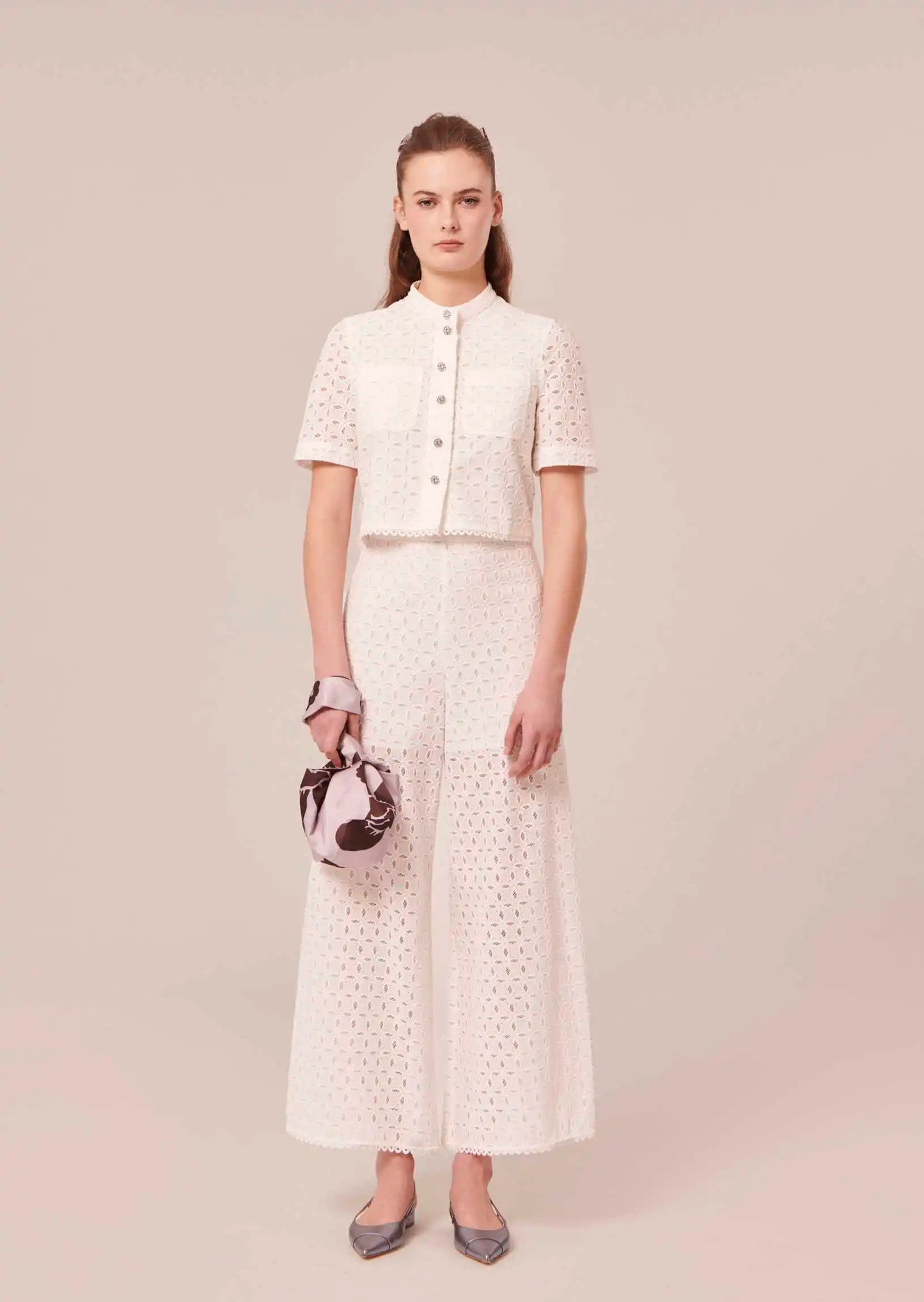 Paquita White Embroidered Pants