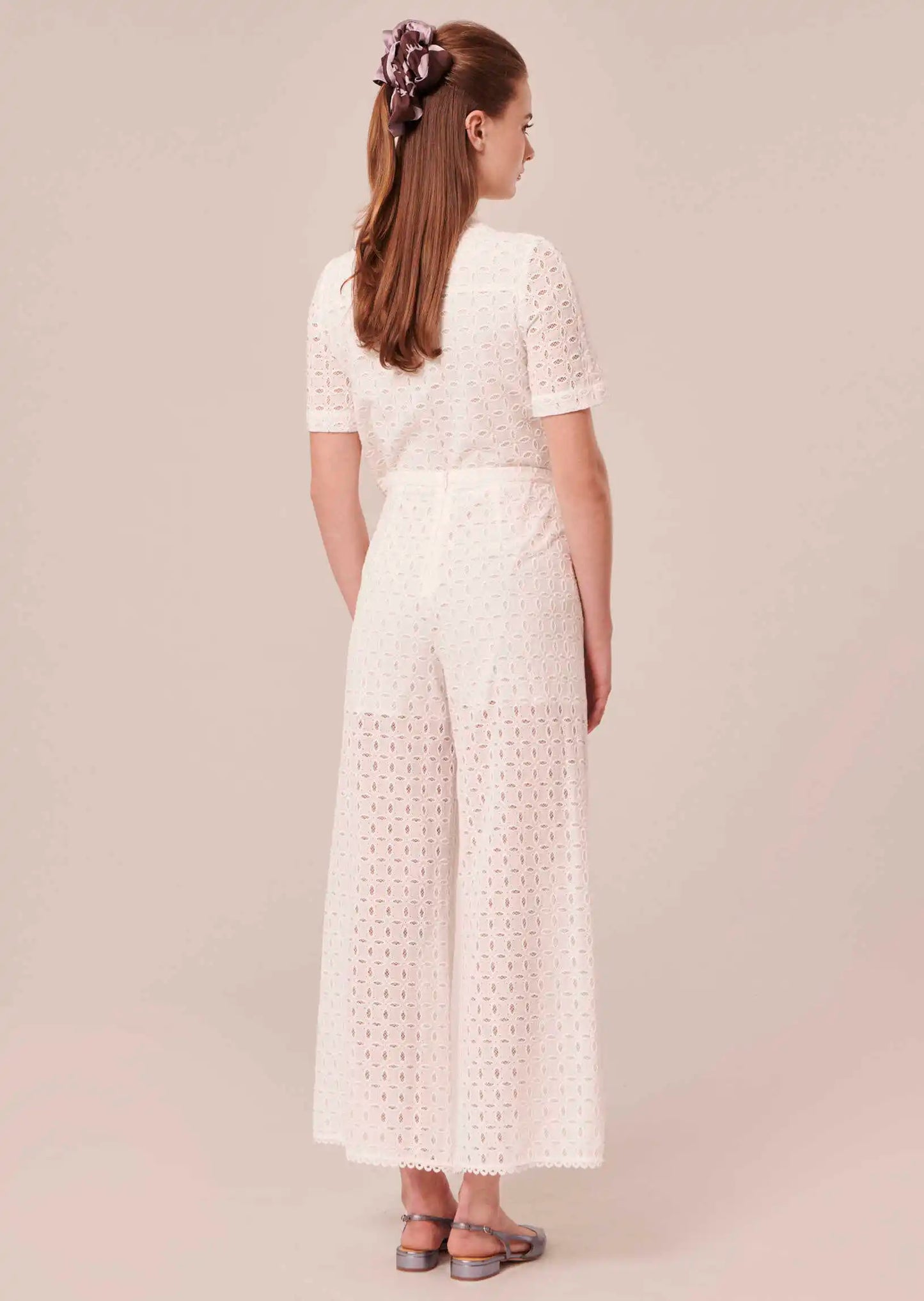 Paquita White Embroidered Pants