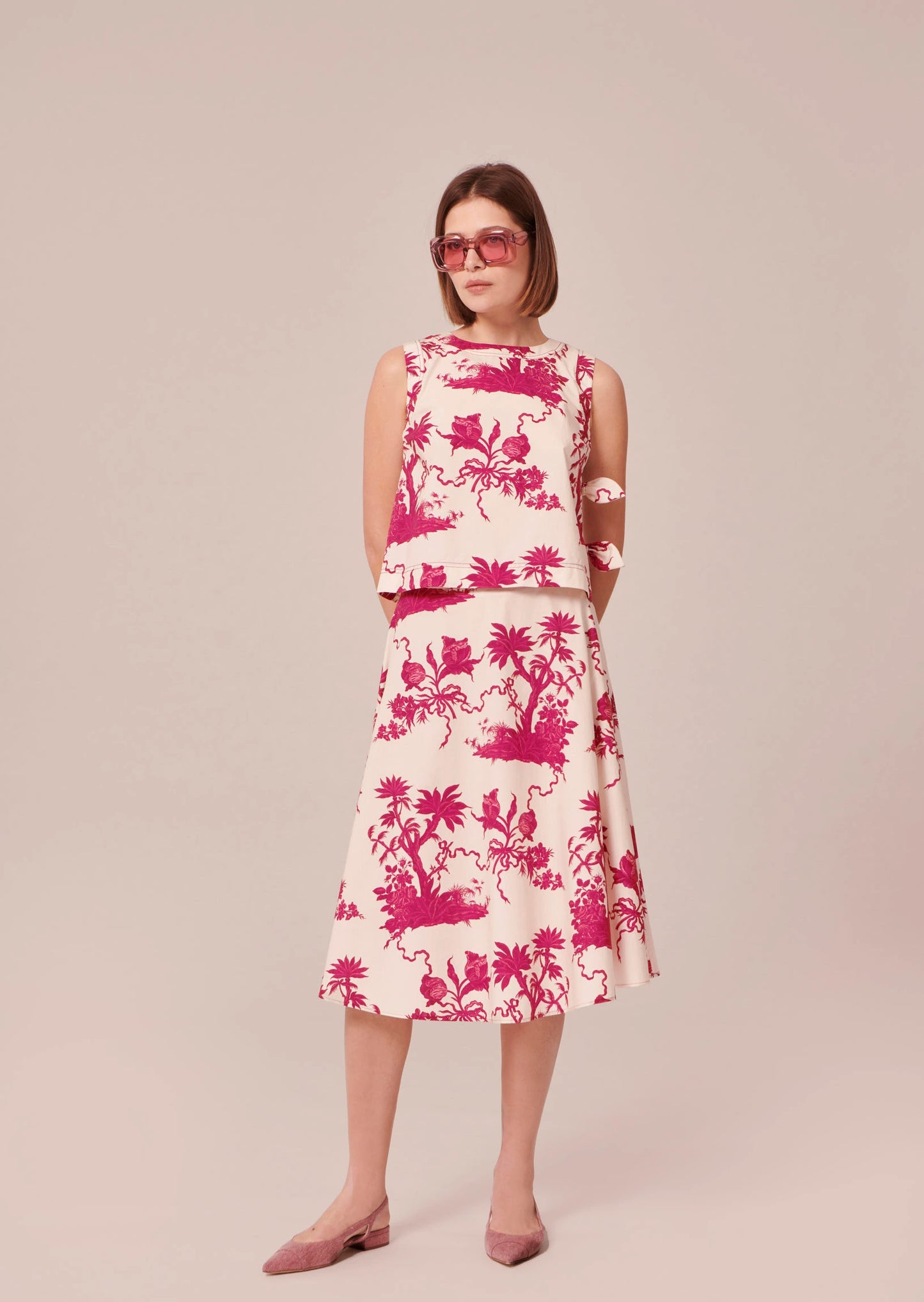 Tonka Ecru Floral Printed Top