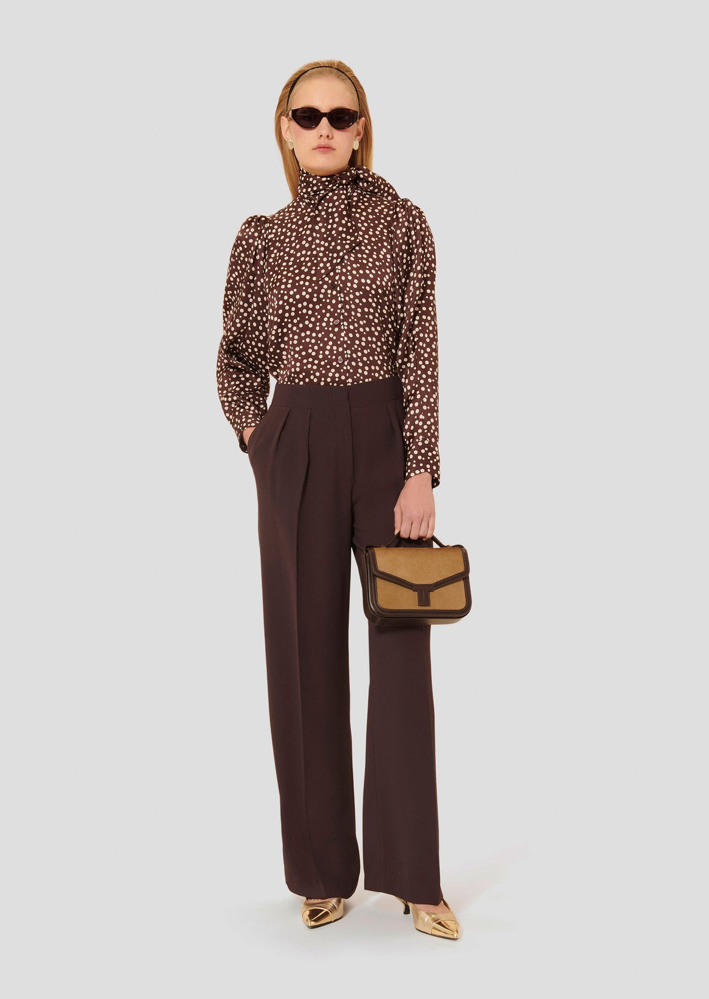 Parigi Brown Crepe Pants