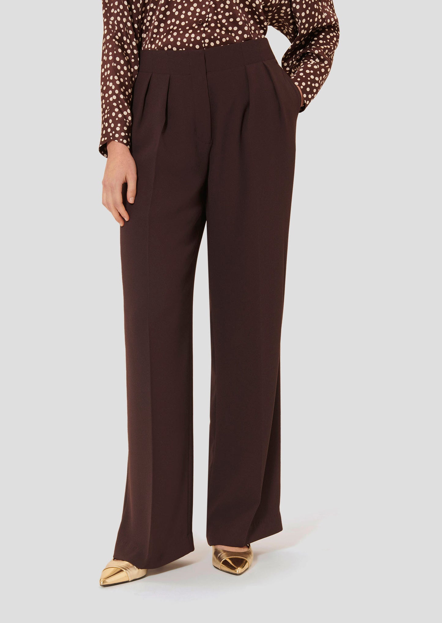 Parigi Brown Crepe Pants