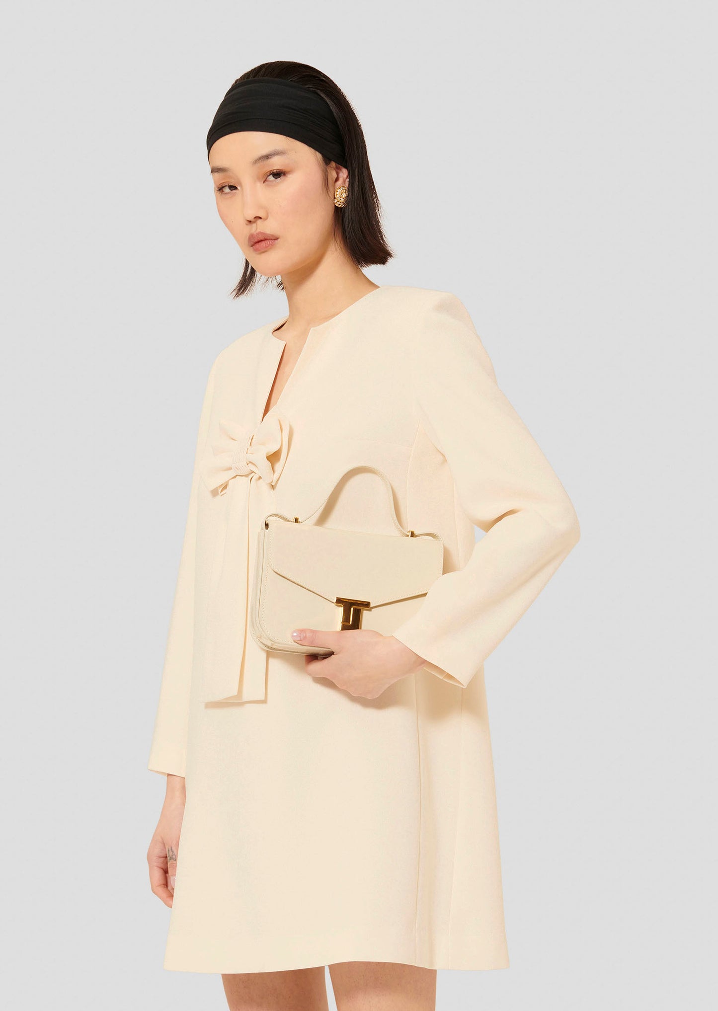Rhonda Ecru Crepe Dress
