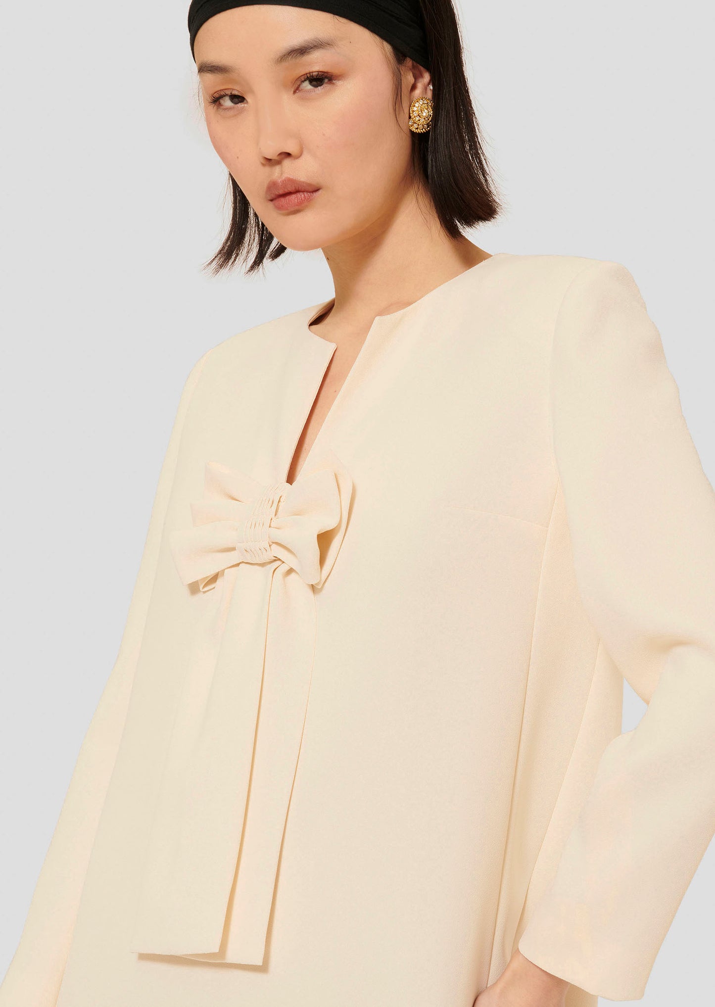 Rhonda Ecru Crepe Dress