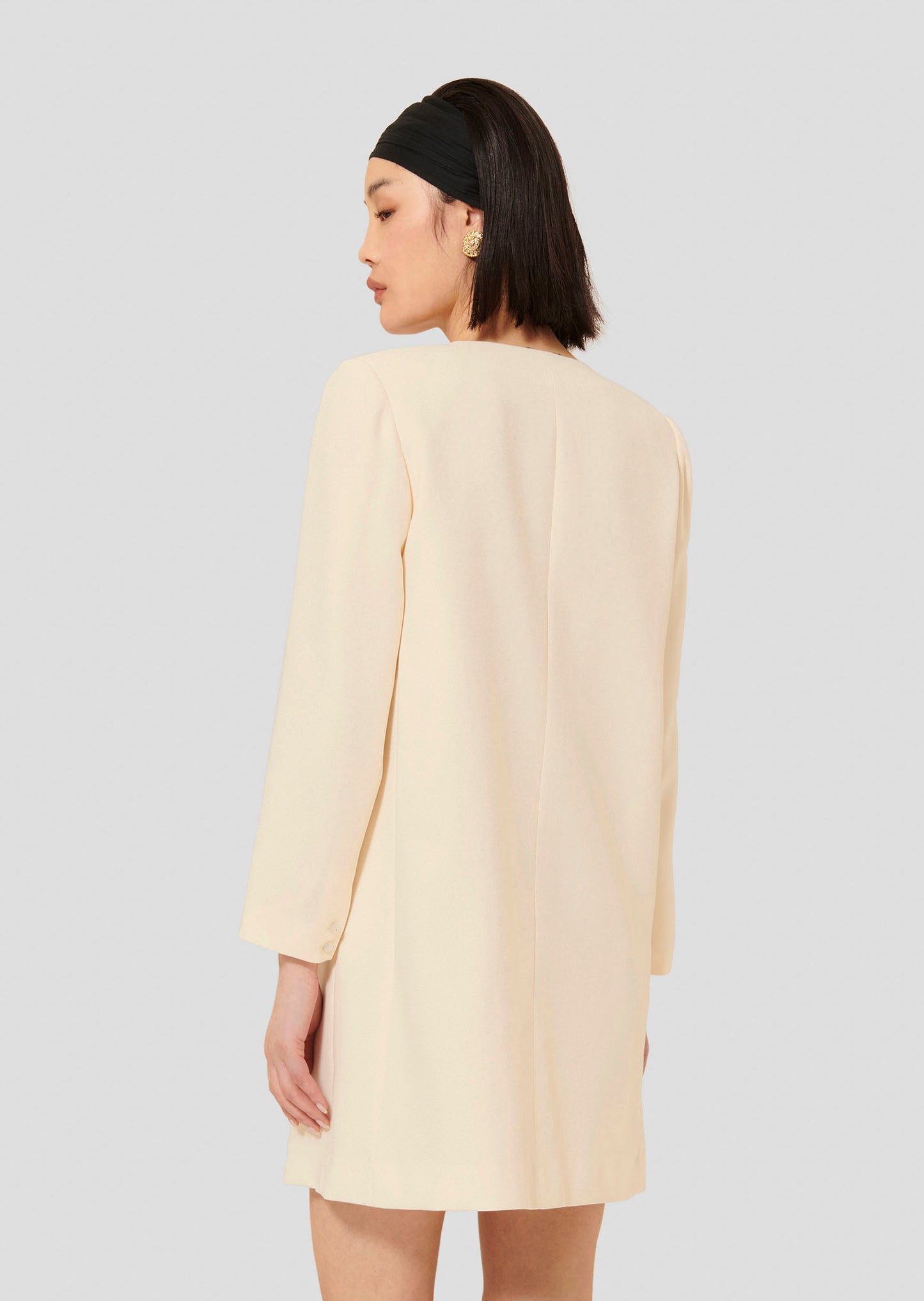 Rhonda Ecru Crepe Dress
