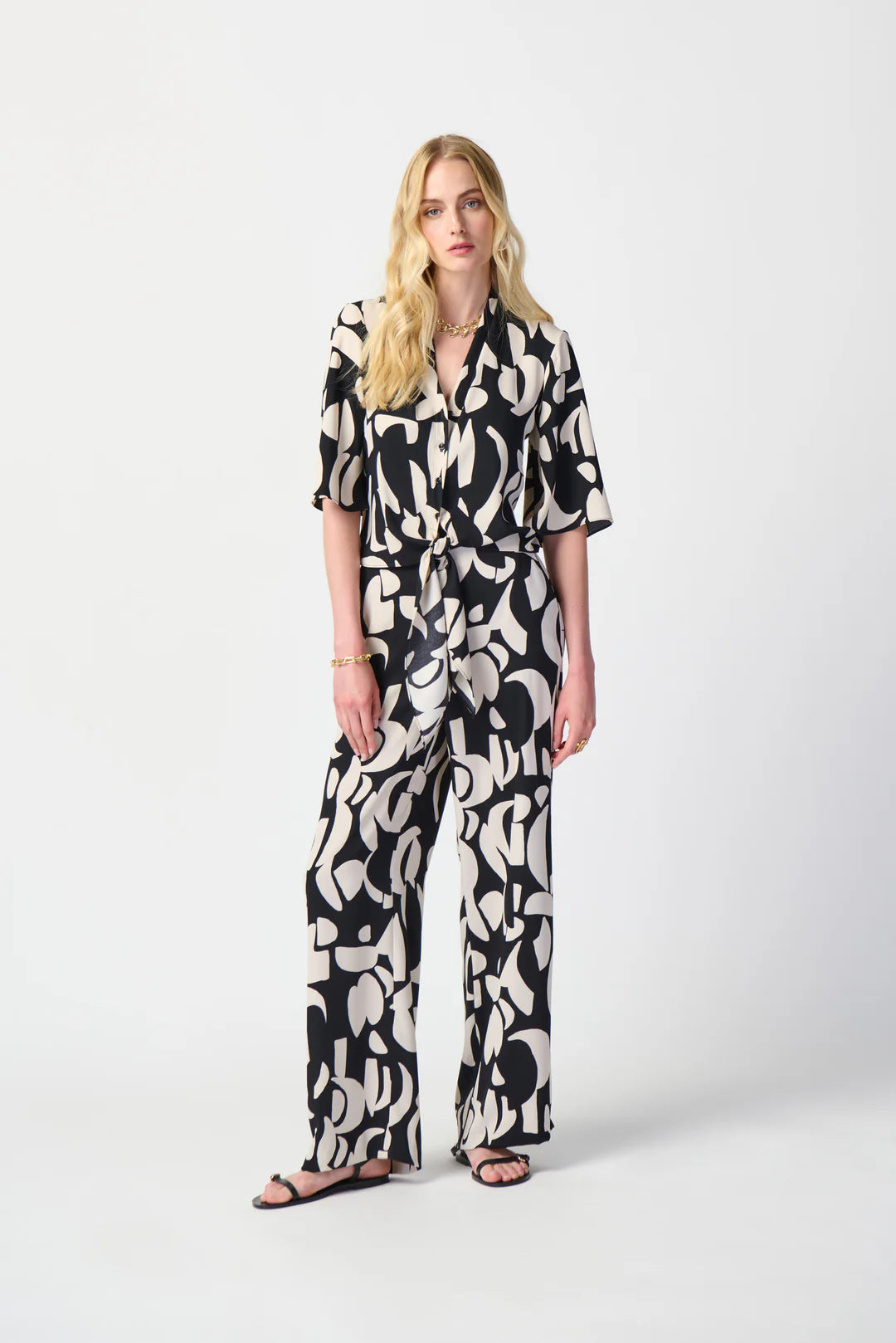Abstract Wide-Leg Pants
