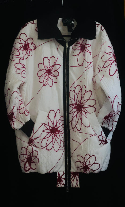 NY77 DESIGN FLORA PUFFER JACKET WITH ZIPPER